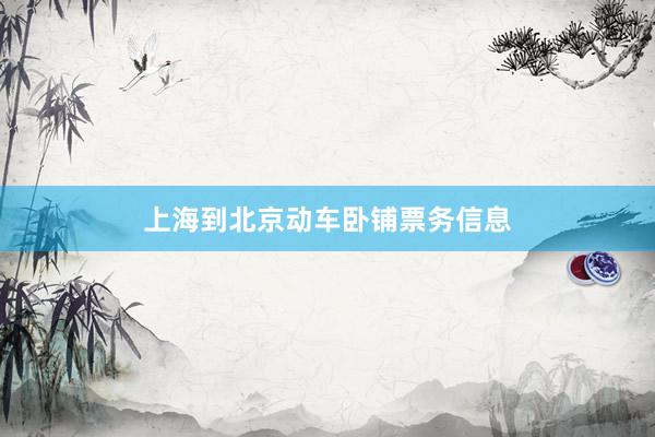 上海到北京动车卧铺票务信息