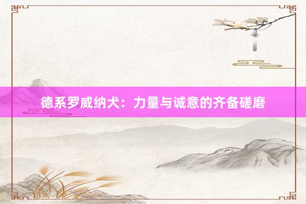 德系罗威纳犬：力量与诚意的齐备磋磨